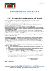 ANPI REGIONALE LOMBARDIA: APPELLO AGLI ELETTORI