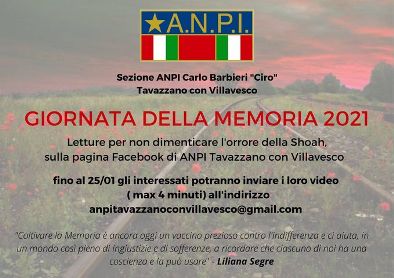 ANPI TAVAZZANO CON VILLAVESCO LETTURE PER NON DIMENTICARE